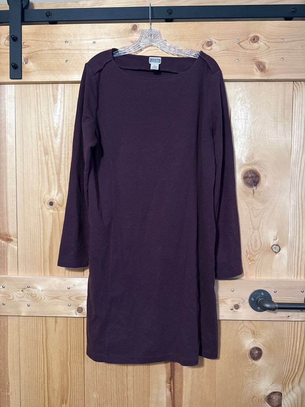 Duluth Trading Co Women's Wearwithall Ponte Knit Long Sleeve Dress XL Purple